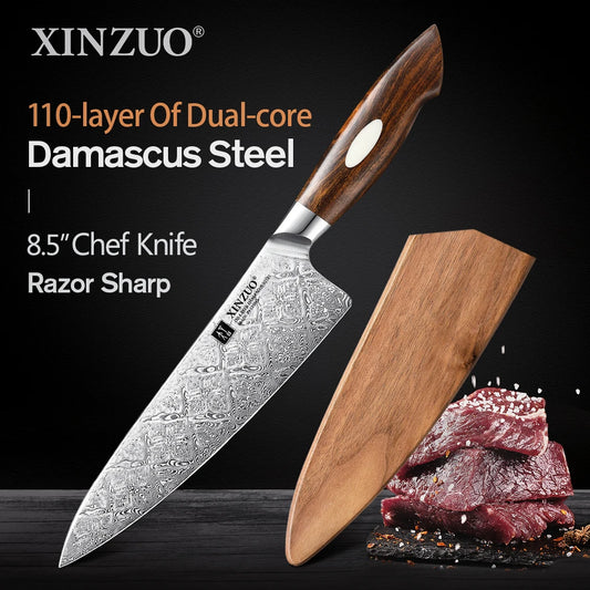 XINZUO Original 8.5 Inch Pro Chef Knives 110 Layers Damascus Steel Stainless Steel Cutlery Innovative Handle Design